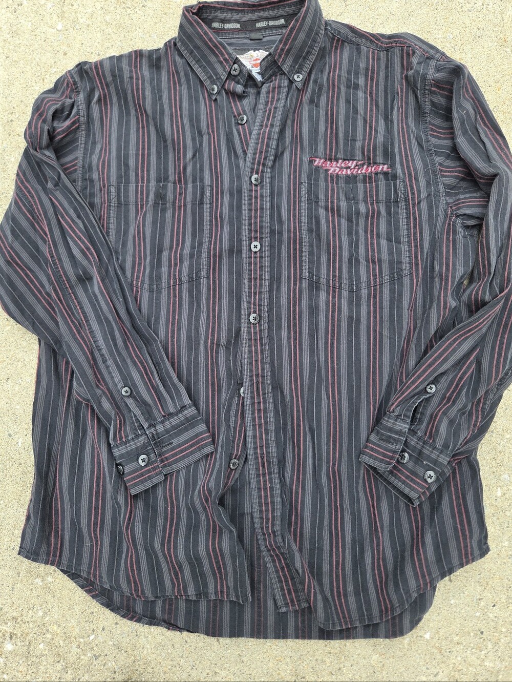 Harley-Davidson Striped Long Sleeve Button Down Shirt Size L